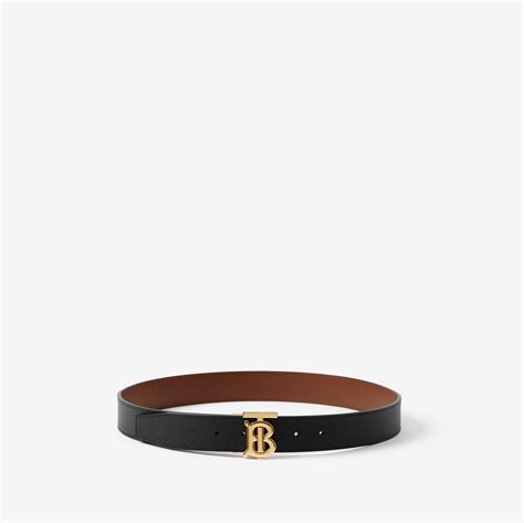 40688551 burberry|Leather Reversible TB Belt in Black/tan/light gold .